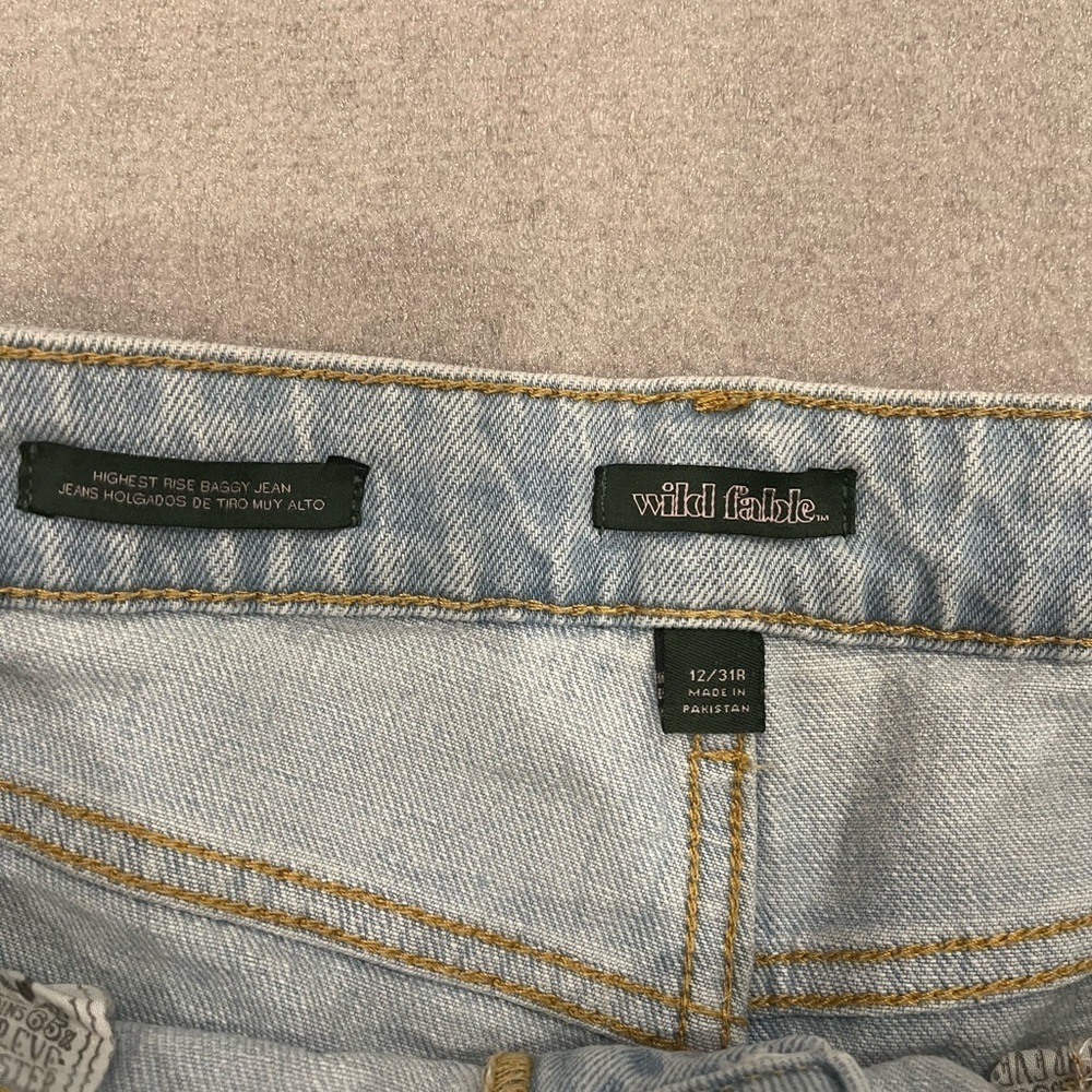 [12/W31Ins31”]Wild Fable Highest Rise Distressed Light Blue Baggy Jeans - Picture 3 of 7